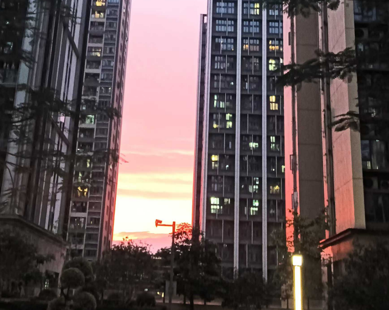 深圳至美都市日落晚霞美景